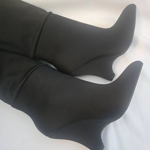 ego Black Point Toe Knee High Nylon Wedge Heel Boot, NWOT, Sz. 7 - Picture 6 of 7
